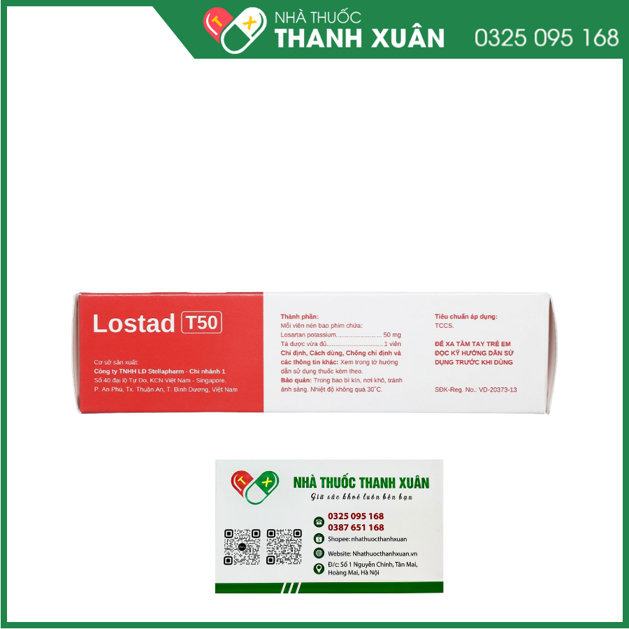 Lostad T50 điều trị tăng huyết áp, suy tim, nhồi máu cơ tim